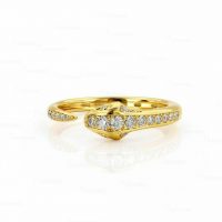 14K Gold 0.22 Ct. Diamond Snake Design Ring Fine Jewelry Size-3 to 8 US
