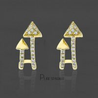 14K Gold 0.28 Ct. Diamond Double Arrow Huggie Earrings Fine Jewelry