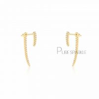 14K Gold 0.30 Ct. Diamond Double Bar Jacket Studs Earrings Fine Jewelry