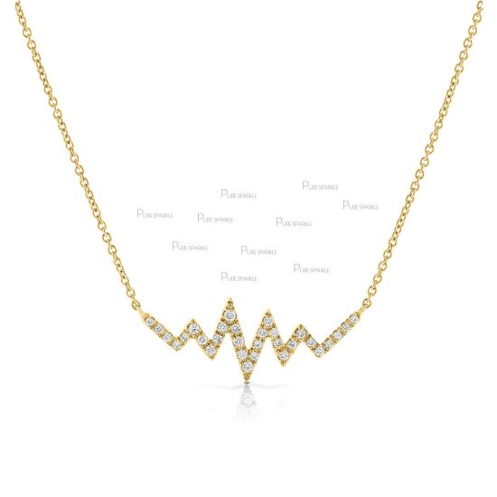 14K Gold 0.23 Ct. Diamond Heartbeat Shape Pendant Necklace Fine Jewelry