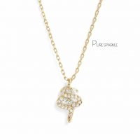 14K Gold 0.23 Ct. Diamond Snake Shape Pendant Necklace Fine Jewelry
