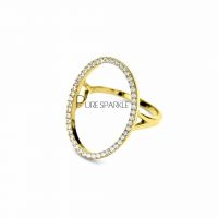 14K Gold 0.24 Ct. Diamond Open Oval Shape Ring Fine Jewelry Size-3 to 9