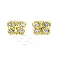 14K Gold 0.24 Ct. Diamond Special Butterfly Studs Earrings Fine Jewelry