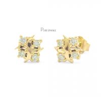 14K Gold 0.24 Ct. Diamond Unique Design Earrings Wedding Fine Jewelry
