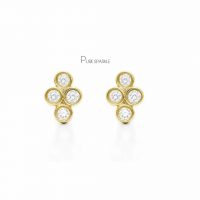 14K Gold 0.24 Ct. Diamonds Floral Wedding Stud Earrings Fine Jewelry