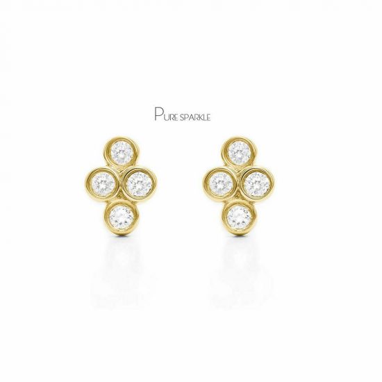 14K Gold 0.24 Ct. Diamonds Floral Wedding Stud Earrings Fine Jewelry