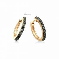 14K Gold 0.35 Ct. Black Diamond Hoop Earrings Fine Jewelry-New Arrival