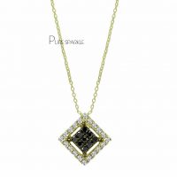 14K Gold 0.25 Ct. White And Black Diamond Charm Necklace Halloween Gift