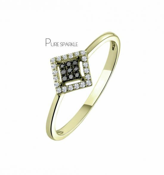 14K Gold 0.25 Ct. White And Black Diamond Ring Halloween Gift Jewelry
