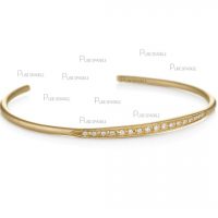 14K Gold 0.26 Ct. Pave Diamond Handmade Cuff Bangle Bracelet Fine Jewelry