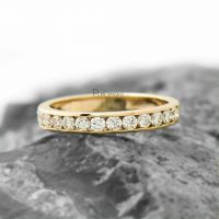 14K Gold 0.27 Ct. Channel Set Diamond Half Eternity Wedding Band Ring