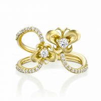 14K Gold 0.27 Ct. Diamond Unique Butterfly Engagement Ring Fine Jewelry
