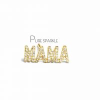 14K Gold 0.28 Ct. Diamond MAMA Earrings Mother's Day Gift (Single Piece)