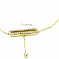 14K Gold 0.28 Ct. Diamond Open Rectangular Bar Bracelet Fine Jewelry