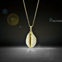 14K Gold 0.30 Ct. Diamond Conch Nautical Pendant Necklace Fine Jewelry