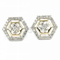 14K Gold 0.30 Ct. Diamond Honeycomb Studs Earrings Fine Jewelry