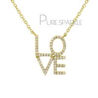 14K Gold 0.30 Ct. Diamond Love Script Pendant Necklace Fine Jewelry