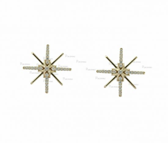 14K Gold 0.30 Ct. Diamond Starburst Earrings Christmas Gift Jewelry