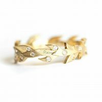 14K Gold 0.30 Ct. Diamond Tree Branch Leaf Design Ring Fine Jewelry