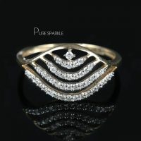 14K Gold 0.30 Ct. Diamond Unique Crown Design Wedding Ring Fine Jewelry