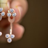 14K Gold 0.30 Ct. Diamonds Flower Jacket Earrings Fine jewelry