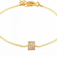14K Gold 0.32 Ct. Diamond Cylinderical Charm Bracelet Fine Jewelry