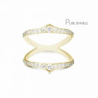 14K Gold 0.32 Ct. Diamond Double Band Ring Fine Jewelry Size-3 to 8 US