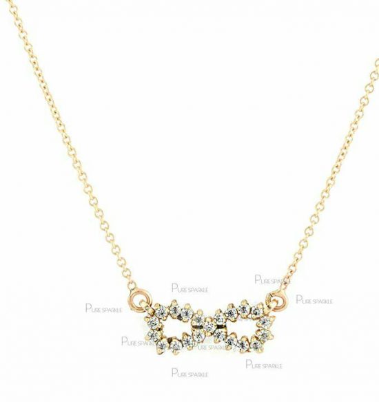 14K Gold 0.32 Ct. Diamond Infinity Knot Pendant Necklace Fine Jewelry