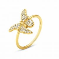 14K Gold 0.32 Ct. Diamond Unique Butterfly Ring Jewelry Size-3 to 8 US