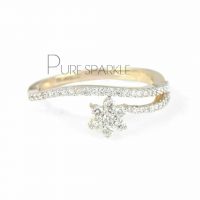 14K Gold 0.33 Ct. Diamond Floral Design Wedding Ring Fine Jewelry
