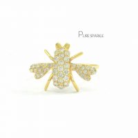 14K Gold 0.33 Ct. Diamond Honeybee Ring Fine Jewelry Size - 3 to 8 US