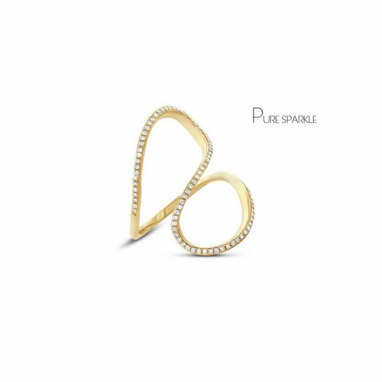 14K Gold 0.33 Ct. Diamond Unique Design Double Comfort Ring Fine Jewelry