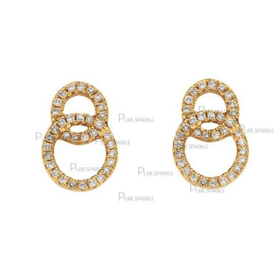 14K Gold 0.34 Ct. Diamond Knot Earrings Wedding Fine Jewelry