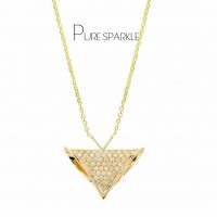 14K Gold 0.35 Ct. Diamond Arrowhead Pendant Necklace Fine Jewelry