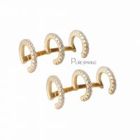 14K Gold 0.35 Ct. Diamond Triple Ear Cuff No Piercing Fine Earrings
