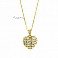 14K Gold 0.36 Ct. Diamond Heart Pendant Necklace Fine Jewelry