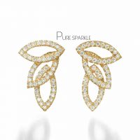 14K Gold 0.36 Ct. Diamond Marquise Shape Studs Earrings Fine Jewelry