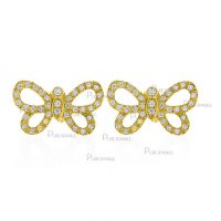 14K Gold 0.38 Ct. Diamond Butterfly Design Wedding Earrings Fine Jewelry