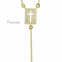 14K Gold 0.38 Ct. Diamond Crucifix Cross Pendant Drop Lariat Necklace