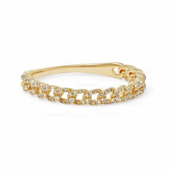14K Gold 0.38 Ct. Diamond Linked Chain Wedding Ring Fine Jewelry