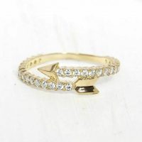 14K Gold 0.40 Ct. Diamond Arrow Design Bypass Ring Fine Jewelry