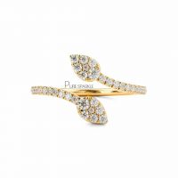 14K Gold 0.40 Ct. Diamond Pear Design Bypass Wedding Ring Fine Jewelry