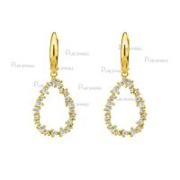 14K Gold 0.43 Ct. Diamond Organic Shape Hoop Earrings Fine Jewelry