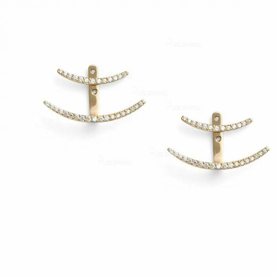 14K Gold 0.45 Ct. Diamond Crescent Moon Jacket Earrings Fine jewelry