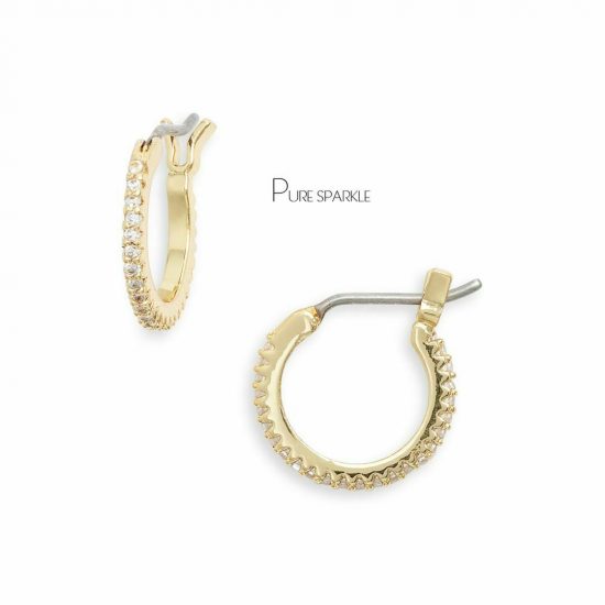 14K Gold 0.48 Ct. Diamond Hoop Earrings Wedding Gift Fine Jewelry