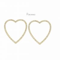 14K Gold 0.50 Ct. Diamond Love Heart Earrings Fine Jewelry