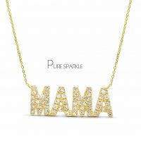 14K Gold 0.50 Ct. Diamond MAMA Charm Pendant Necklace Gift For MOM
