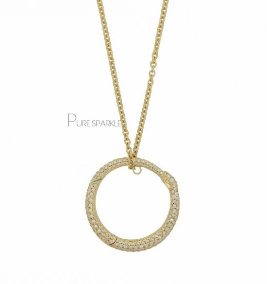 14K Gold 0.50 Ct. Diamond Snake Biting Own Tail Round Pendant Necklace