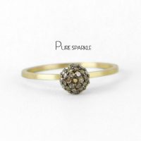 14K Gold 0.50 Ct. Pave Grey Diamond Ball Ring Fine Jewelry Size-3 to 8US