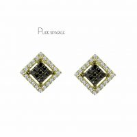14K Gold 0.50 Ct. White And Black Diamond Studs Earrings Halloween Gift
